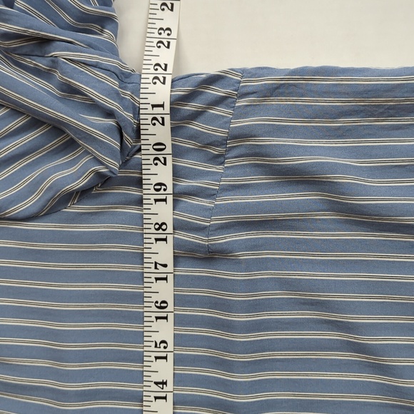 J. Jill Striped Viscose Rayon Button Down Blouse LARGE PETITE Blue White Black - Picture 14 of 16